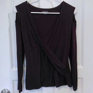 Bebe drapey open shoulder top